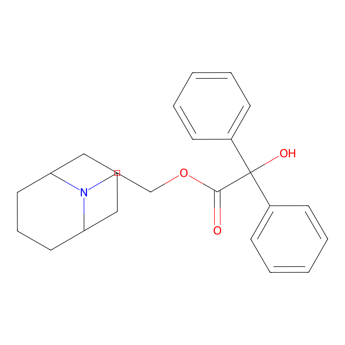 9-Azabicyclo(3.3.1)nonane, 9-(2-hydroxyethyl)-, benzilate molecular structure, CAS 2002-30-4