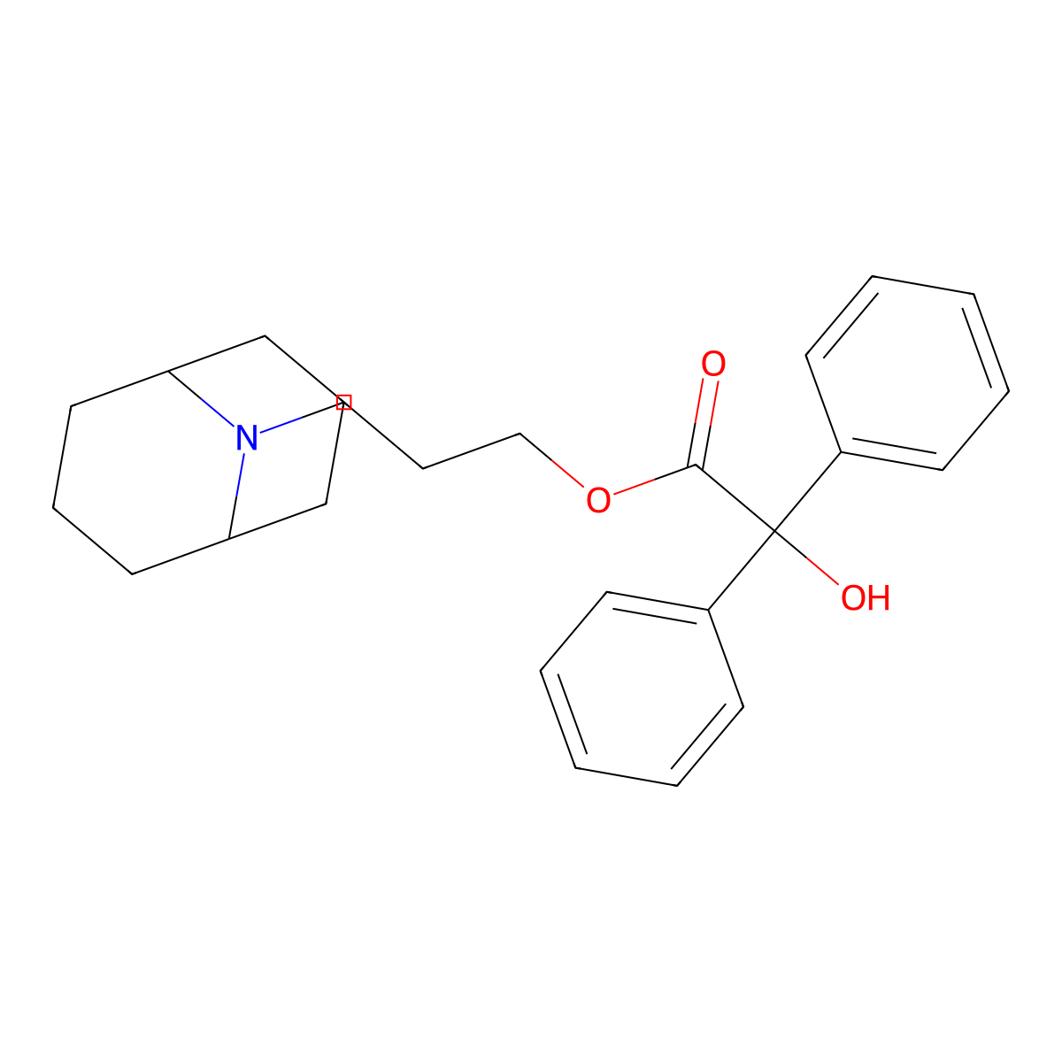 9-Azabicyclo(3.3.1)nonane, 9-(3-hydroxypropyl)-, benzilate molecular structure, CAS 2002-31-5