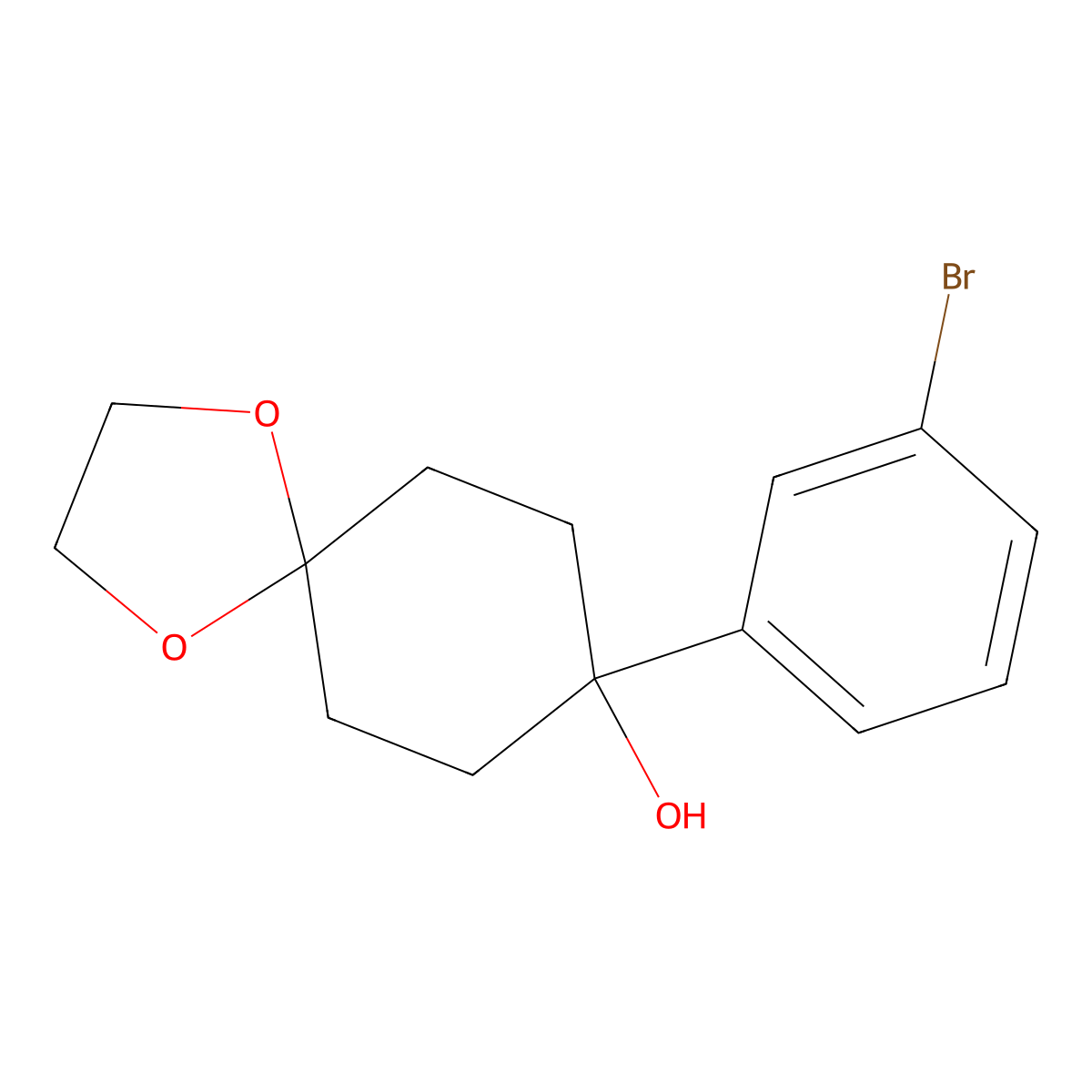 8-(3-Bromophenyl)-1,4-dioxaspiro[4.5]decan-8-ol molecular structure, CAS 2002032-23-5