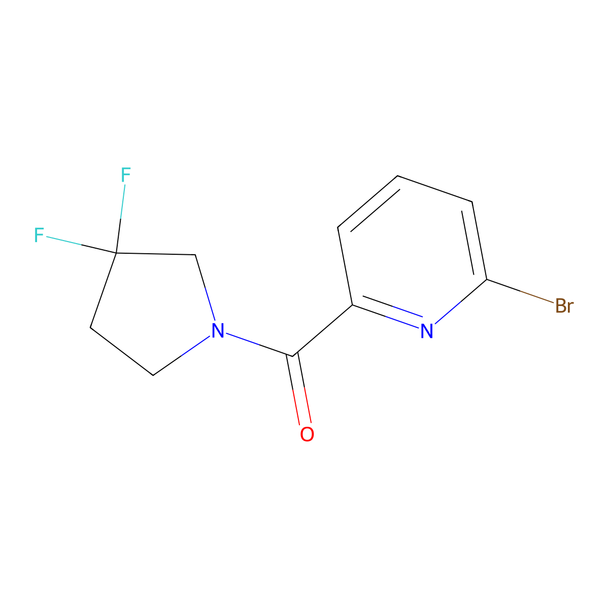 (6-Bromo-pyridin-2-yl)-(3,3-difluoro-pyrrolidin-1-yl)-methanone molecular structure, CAS 2002046-26-4