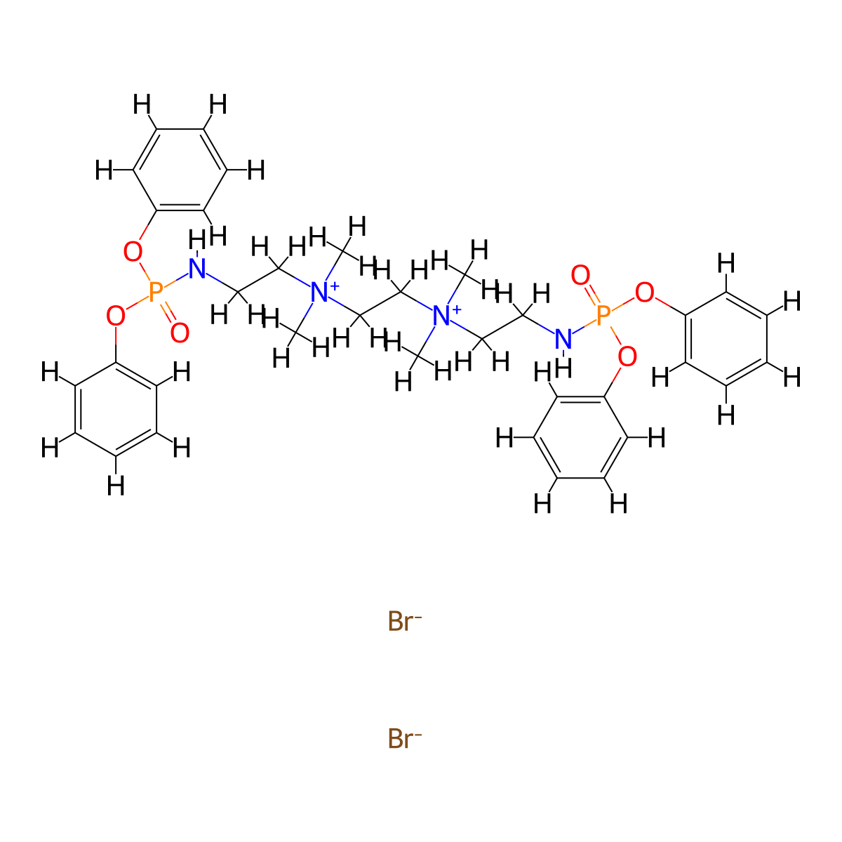 Ammonium, ethylenebis(dimethyl(2-(phosphonoamino)ethyl)-, dibromide, tetraphenyl ester molecular structure, CAS 20021-01-6