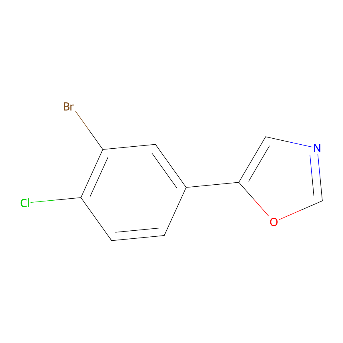 5-(3-Bromo-4-chlorophenyl)-1,3-oxazole molecular structure, CAS 2002122-55-4