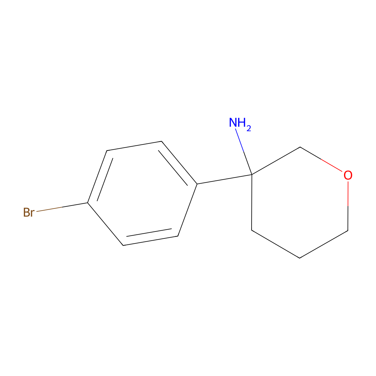 3-(4-Bromophenyl)oxan-3-amine molecular structure, CAS 2002123-32-0