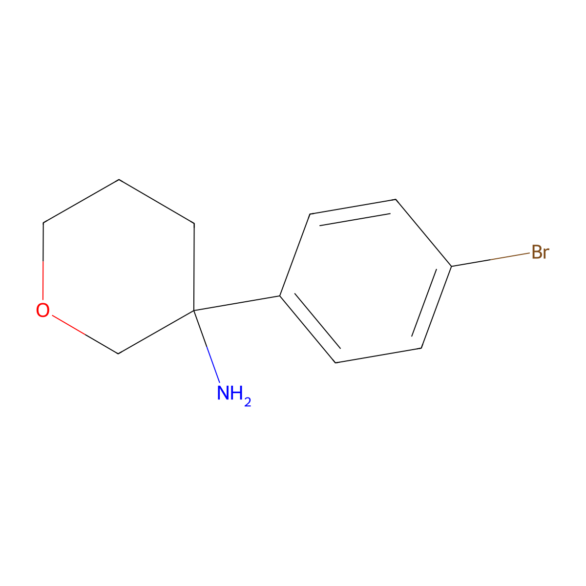 3-(4-Bromophenyl)oxan-3-amine molecular structure, CAS 2002123-32-0