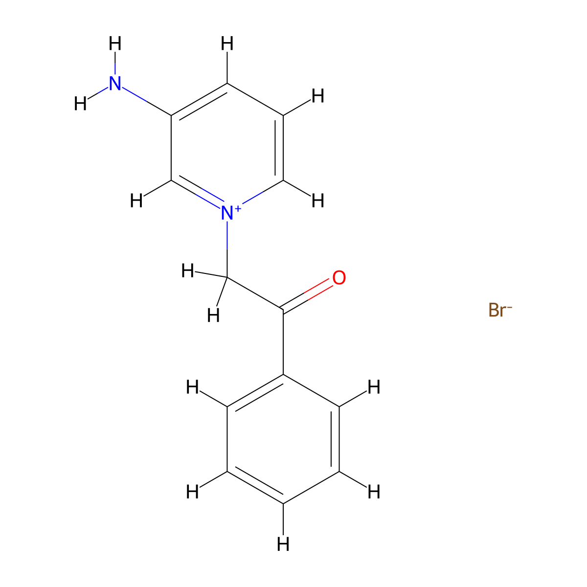 3-Amino-1-(2-oxo-2-phenylethyl)pyridin-1-ium bromide molecular structure, CAS 200216-03-1