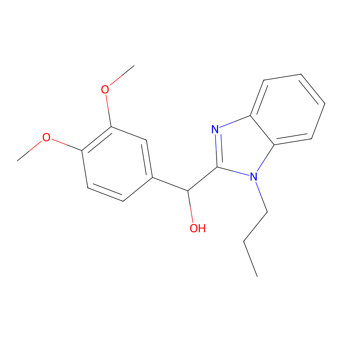 (3,4-dimethoxyphenyl)(1-propyl-1H-benzimidazol-2-yl)methanol molecular structure, CAS 20022-35-9