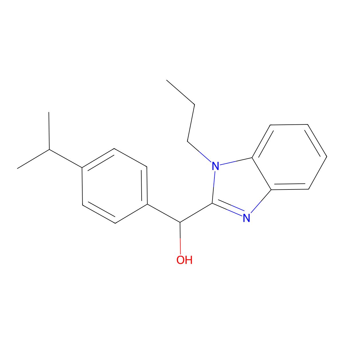 (4-Propan-2-ylphenyl)-(1-propylbenzimidazol-2-yl)methanol molecular structure, CAS 20022-37-1