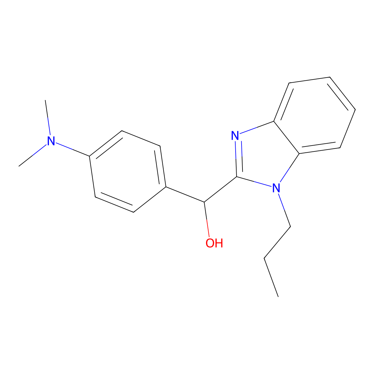 [4-(dimethylamino)phenyl](1-propyl-1H-benzimidazol-2-yl)methanol molecular structure, CAS 20022-39-3