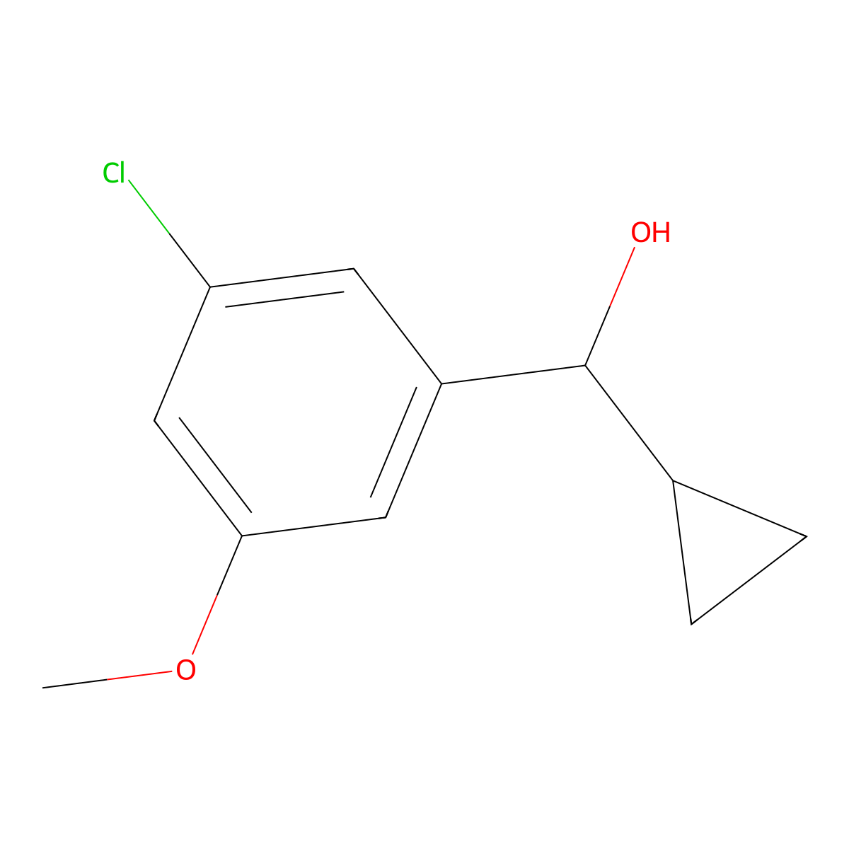 3-Chloro-alpha-cyclopropyl-5-methoxybenzenemethanol molecular structure, CAS 2002216-69-3