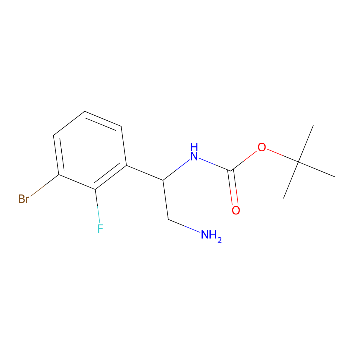 tert-butylN-[2-amino-1-(3-bromo-2-fluorophenyl)ethyl]carbamate molecular structure, CAS 2002318-82-1