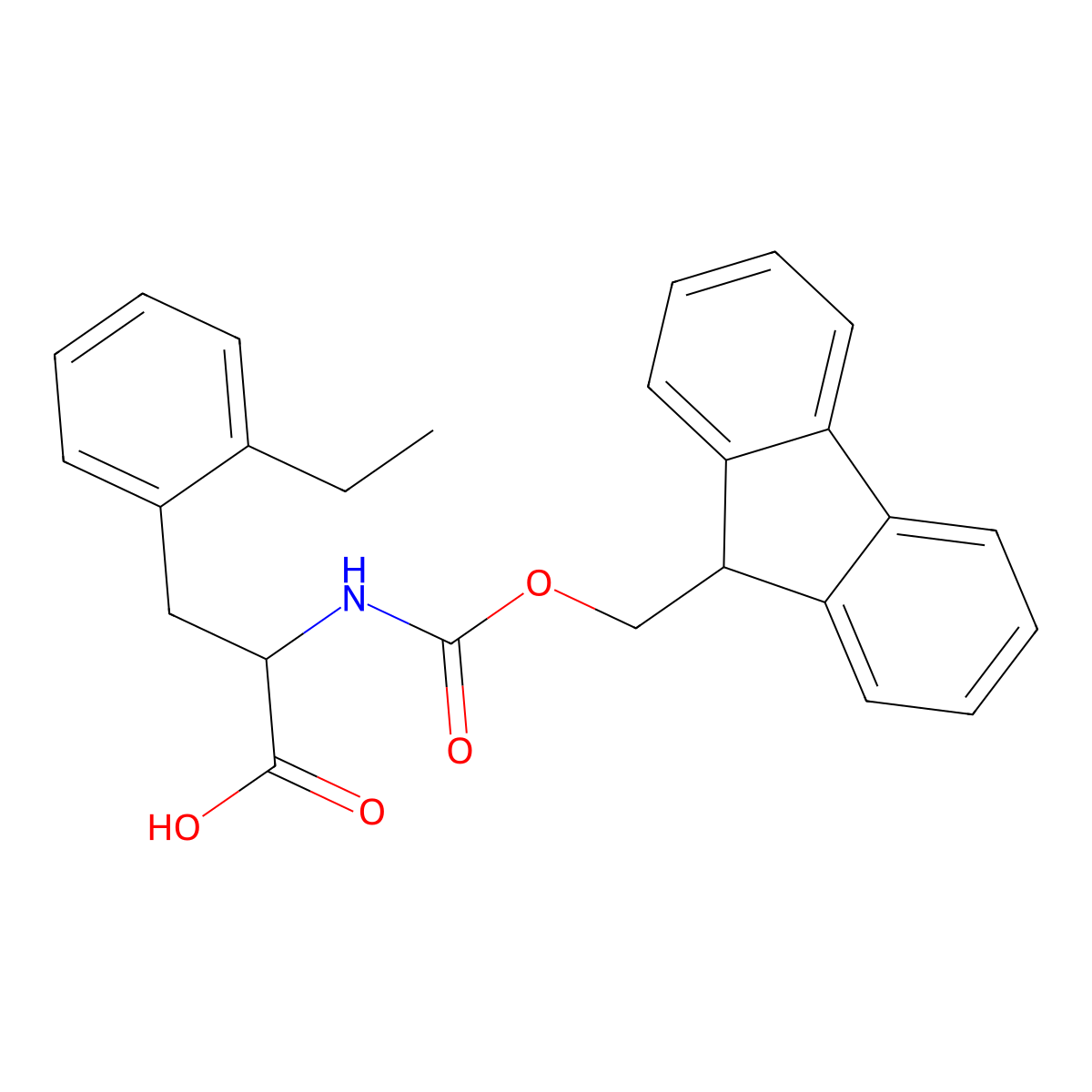 (S)-2-((((9H-Fluoren-9-yl)methoxy)carbonyl)amino)-3-(2-ethylphenyl)propanoic acid molecular structure, CAS 2002401-76-3