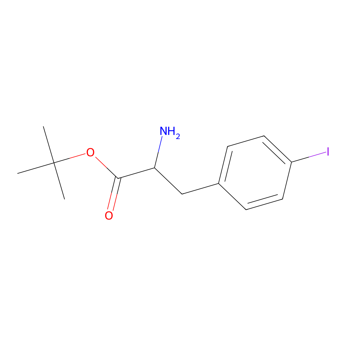 tert-butyl (2R)-2-amino-3-(4-iodophenyl)propanoate molecular structure, CAS 2002469-38-5