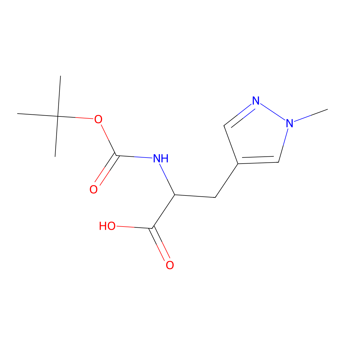 (2R)-2-{[(tert-butoxy)carbonyl]amino}-3-(1-methyl-1H-pyrazol-4-yl)propanoic acid molecular structure, CAS 2002473-73-4