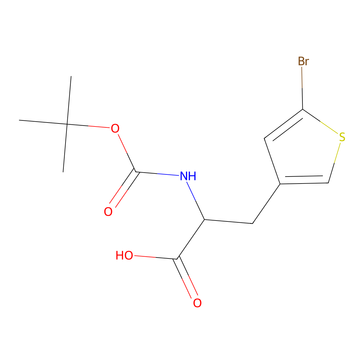 (2R)-3-(5-bromothiophen-3-yl)-2-{[(tert-butoxy)carbonyl]amino}propanoic acid molecular structure, CAS 2002480-91-1