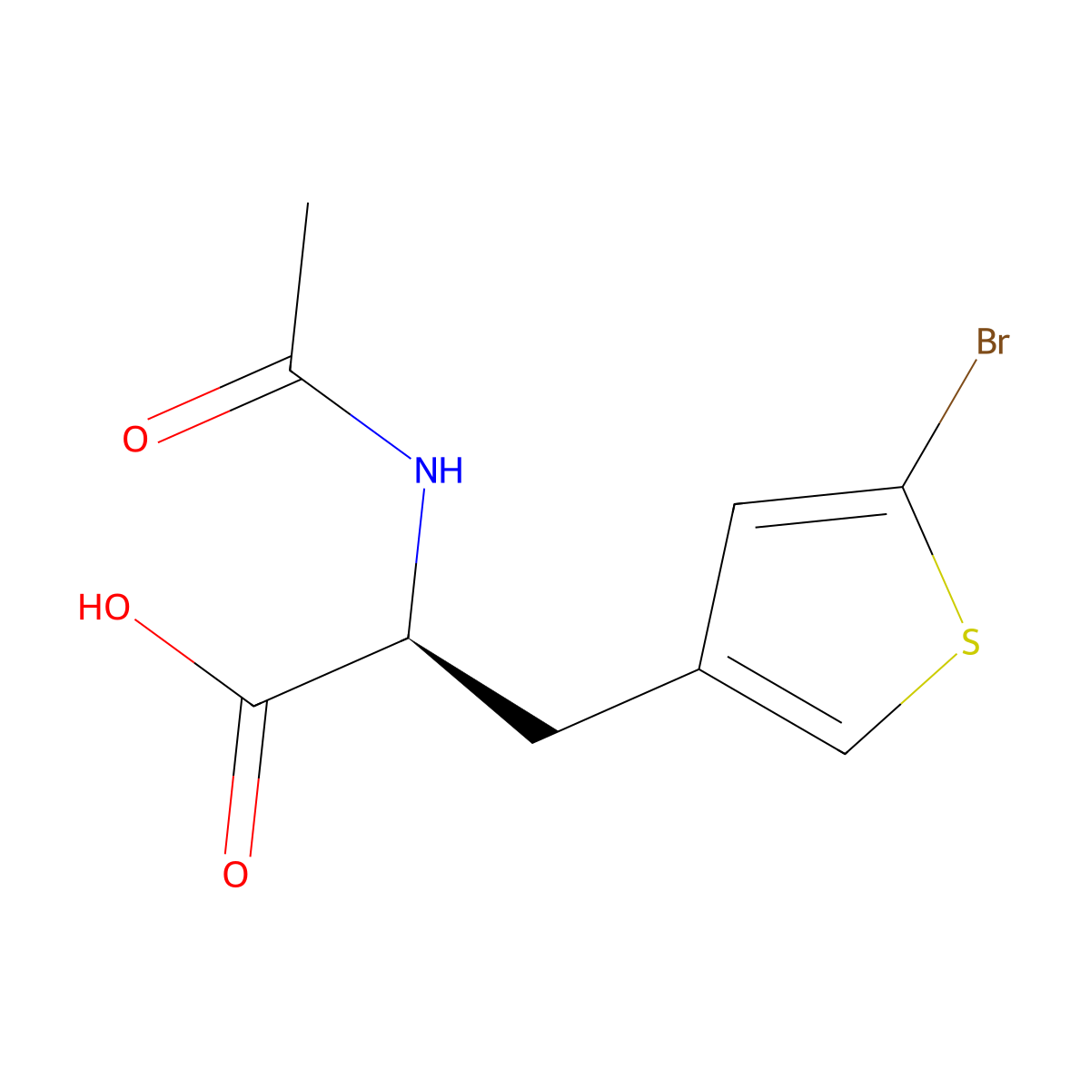 (2S)-3-(5-bromothiophen-3-yl)-2-acetamidopropanoic acid molecular structure, CAS 2002499-04-7