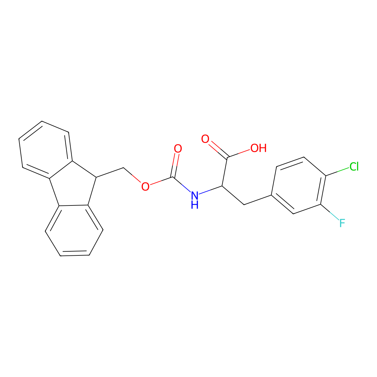 N-Fmoc-4-chloro-3-fluoro-D-phenylalanine molecular structure, CAS 2002503-14-0