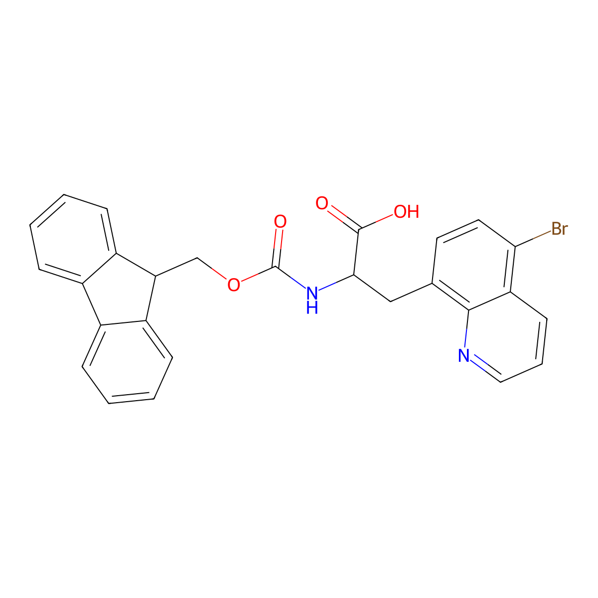 (2S)-3-(5-bromoquinolin-8-yl)-2-({[(9H-fluoren-9-yl)methoxy]carbonyl}amino)propanoic acid molecular structure, CAS 2002525-19-9