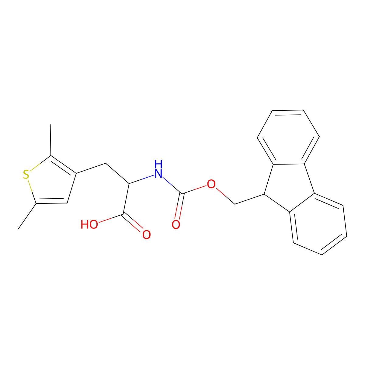Fmoc-L-3-thiophene(2,5-2Me)-OH molecular structure, CAS 2002530-86-9