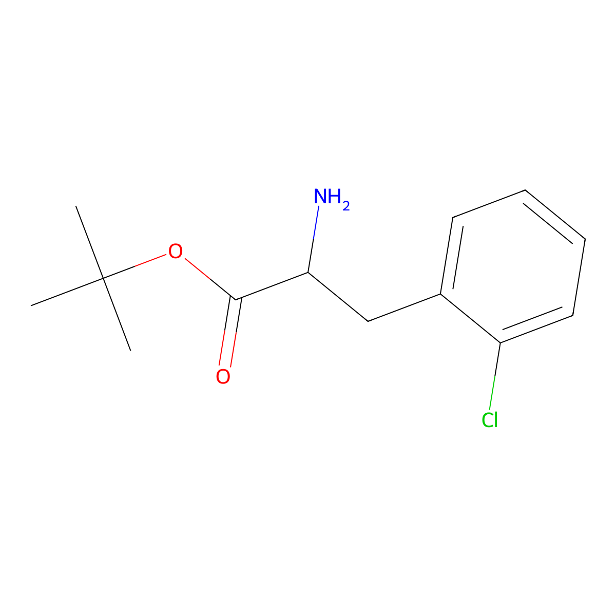tert-butyl (2R)-2-amino-3-(2-chlorophenyl)propanoate molecular structure, CAS 2002531-51-1