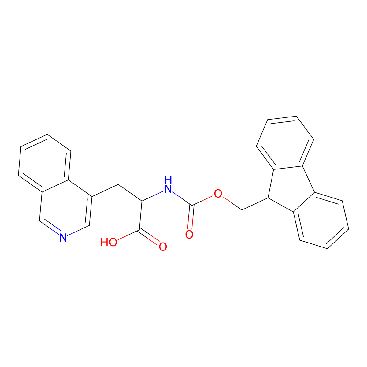(S)-2-((((9H-Fluoren-9-yl)methoxy)carbonyl)amino)-3-(isoquinolin-4-yl)propanoic acid molecular structure, CAS 2002532-16-1
