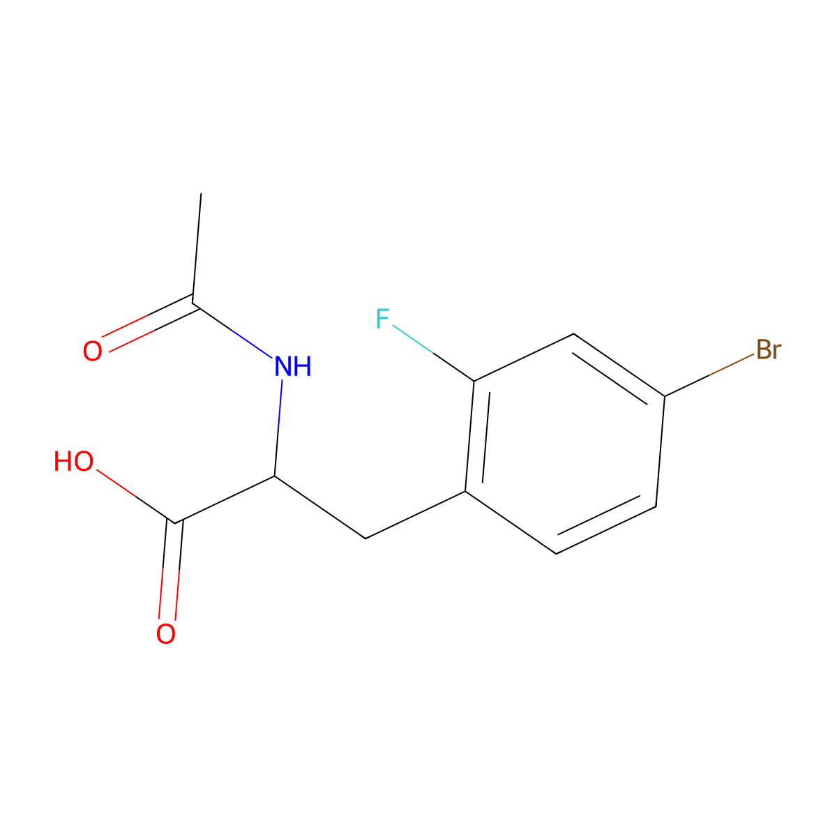 (2S)-3-(4-bromo-2-fluorophenyl)-2-acetamidopropanoic acid molecular structure, CAS 2002544-54-7