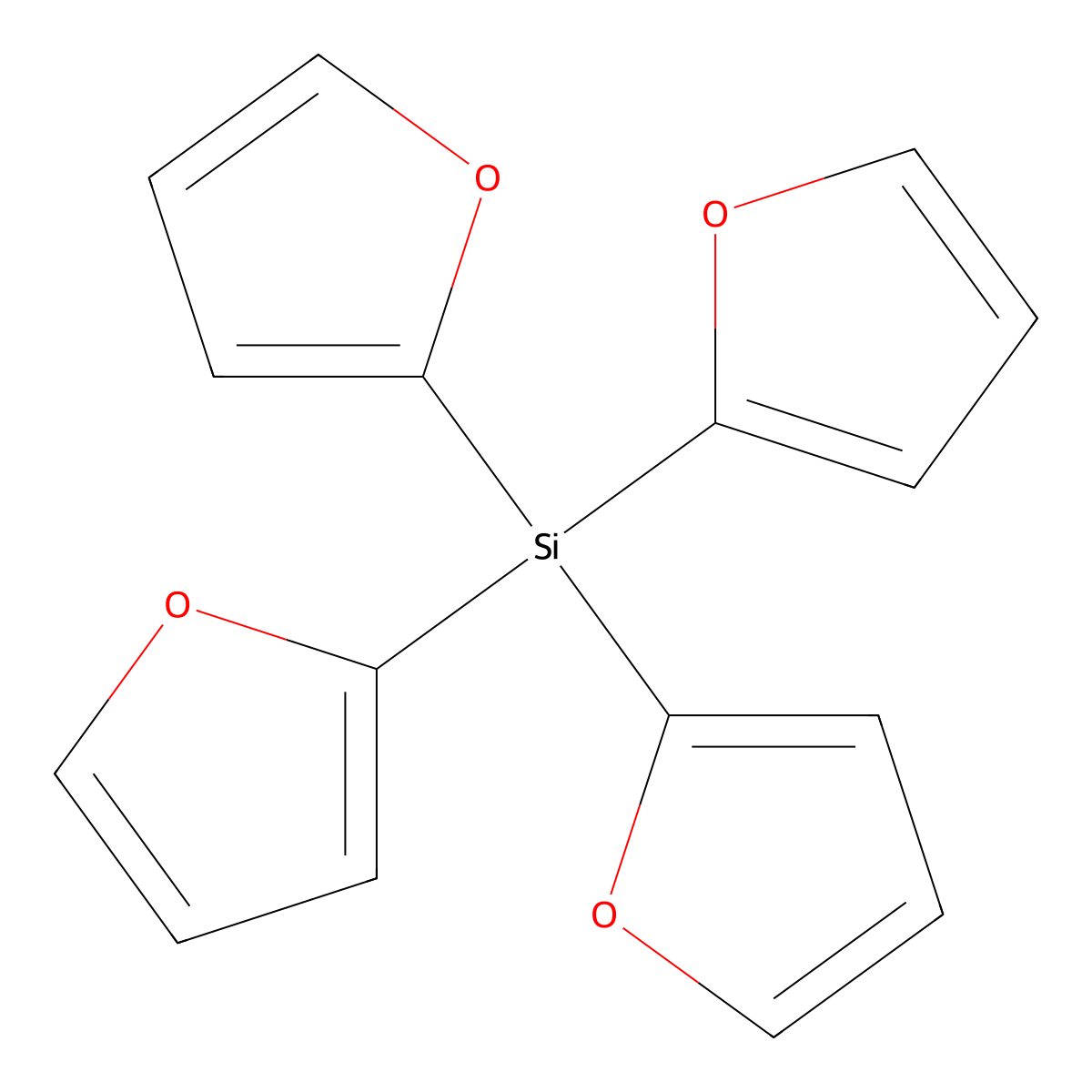 Silane, tetra-2-furanyl- molecular structure, CAS 20026-17-9
