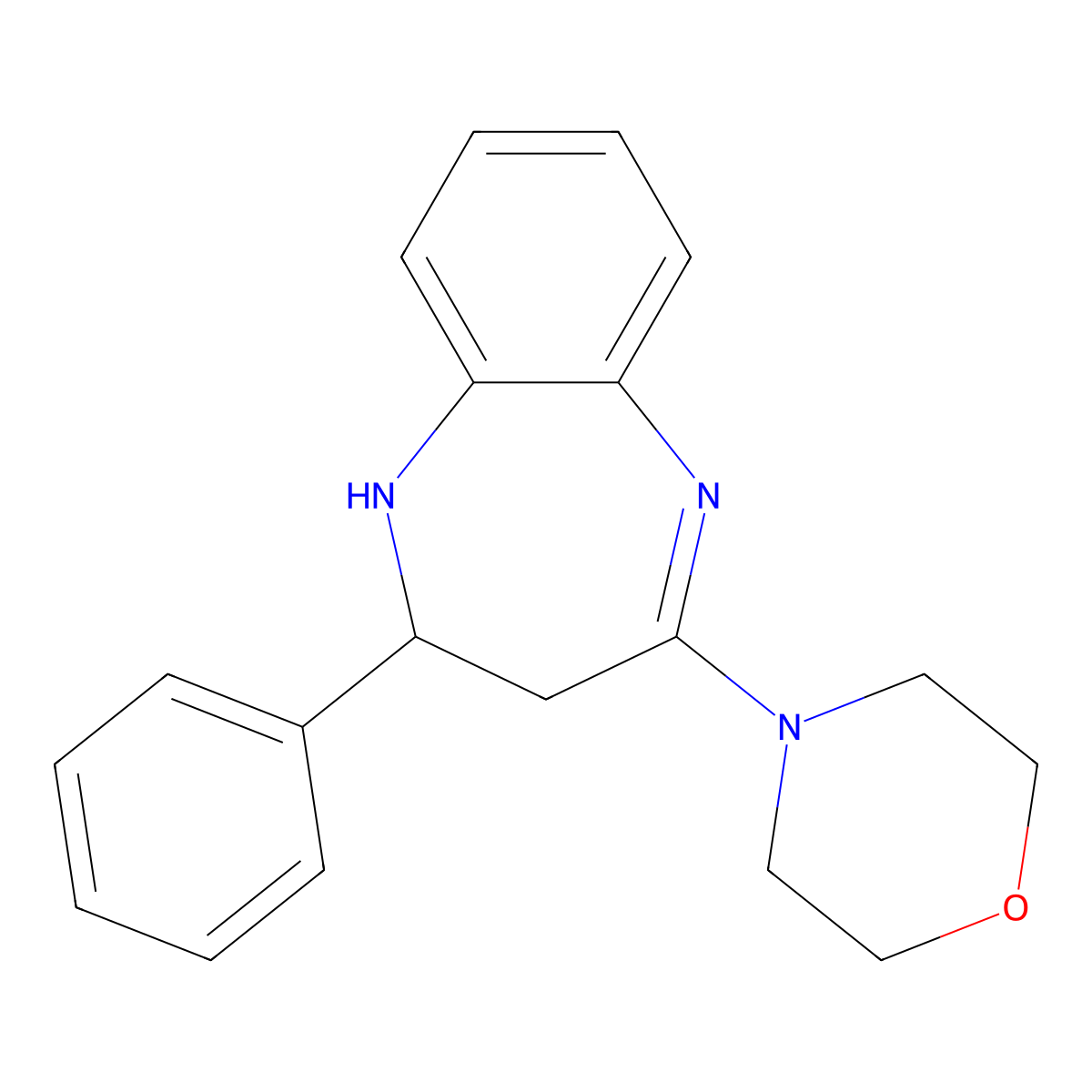1H-1,5-Benzodiazepine, 2,3-dihydro-4-(4-morpholinyl)-2-phenyl- molecular structure, CAS 200264-20-6