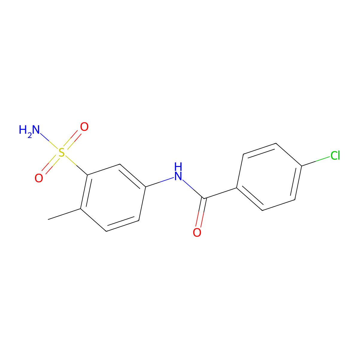 4-chloro-N-(4-methyl-3-sulfamoylphenyl)benzamide molecular structure, CAS 200266-66-6