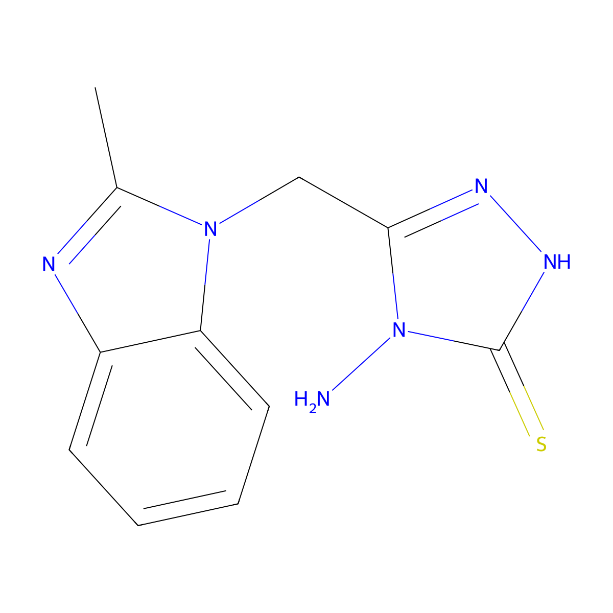 4-amino-5-[(2-methyl-1H-benzimidazol-1-yl)methyl]-4H-1,2,4-triazole-3-thiol molecular structure, CAS 200275-59-8