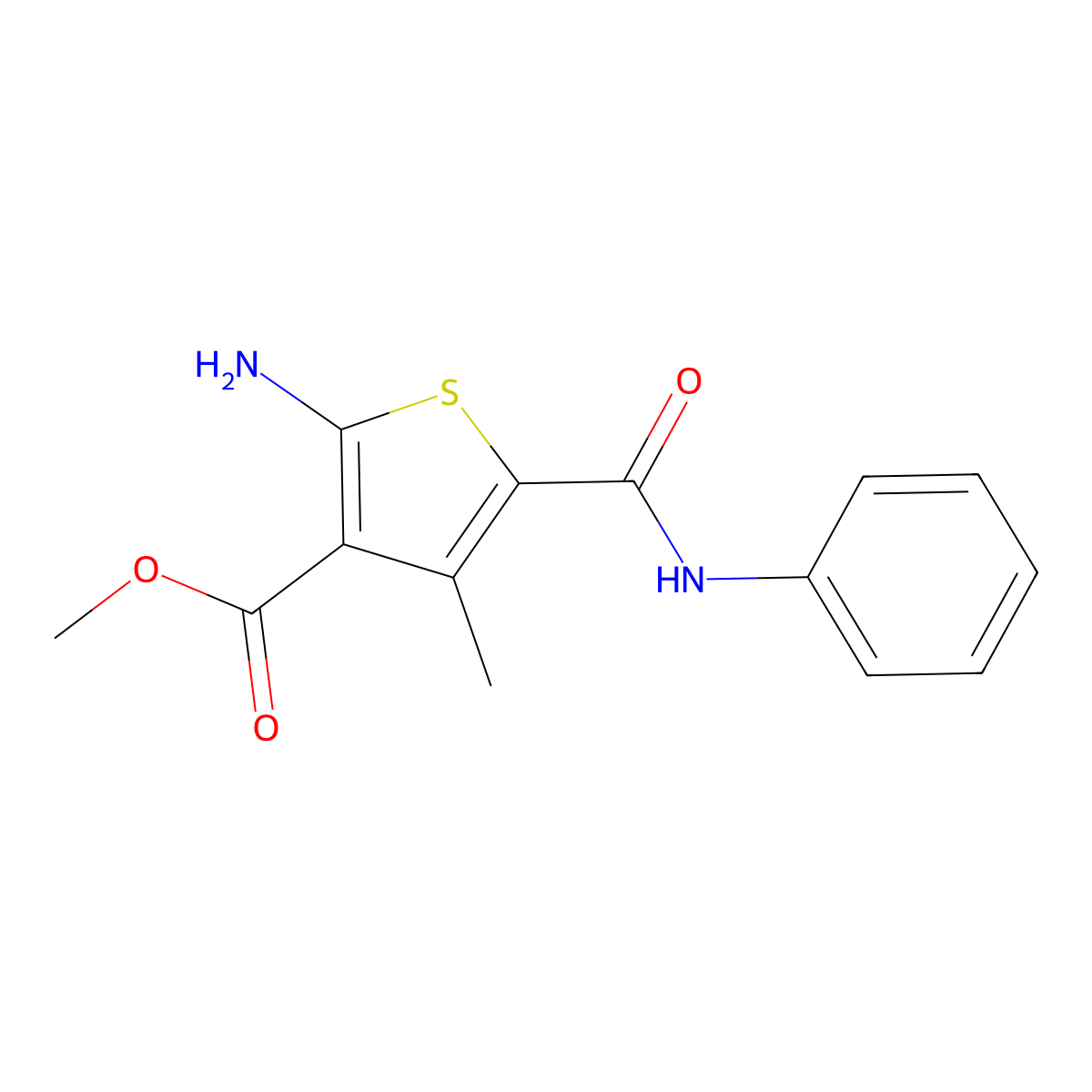 Methyl 2-amino-5-(anilinocarbonyl)-4-methylthiophene-3-carboxylate molecular structure, CAS 200277-85-6