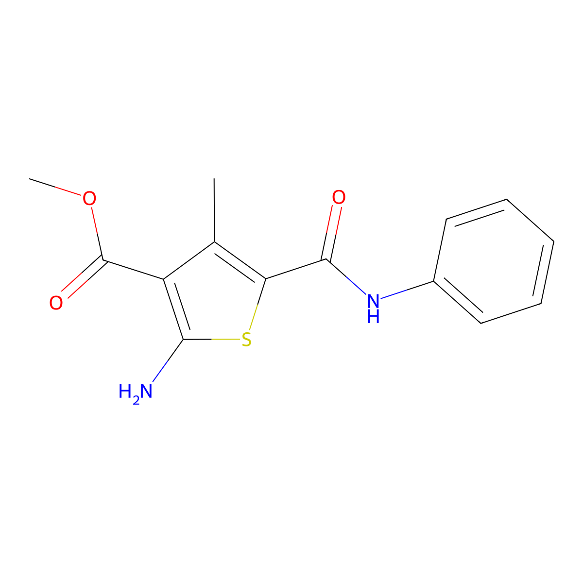 Methyl 2-amino-5-(anilinocarbonyl)-4-methylthiophene-3-carboxylate molecular structure, CAS 200277-85-6
