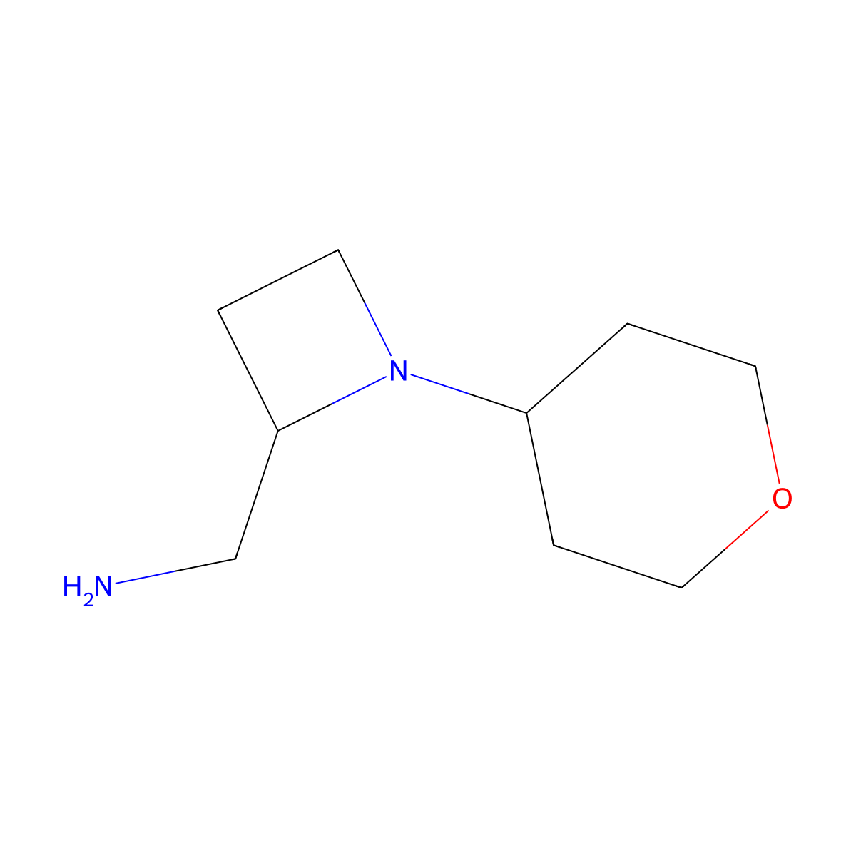(1-(Oxan-4-yl)azetidin-2-yl)methanamine molecular structure, CAS 2002801-91-2