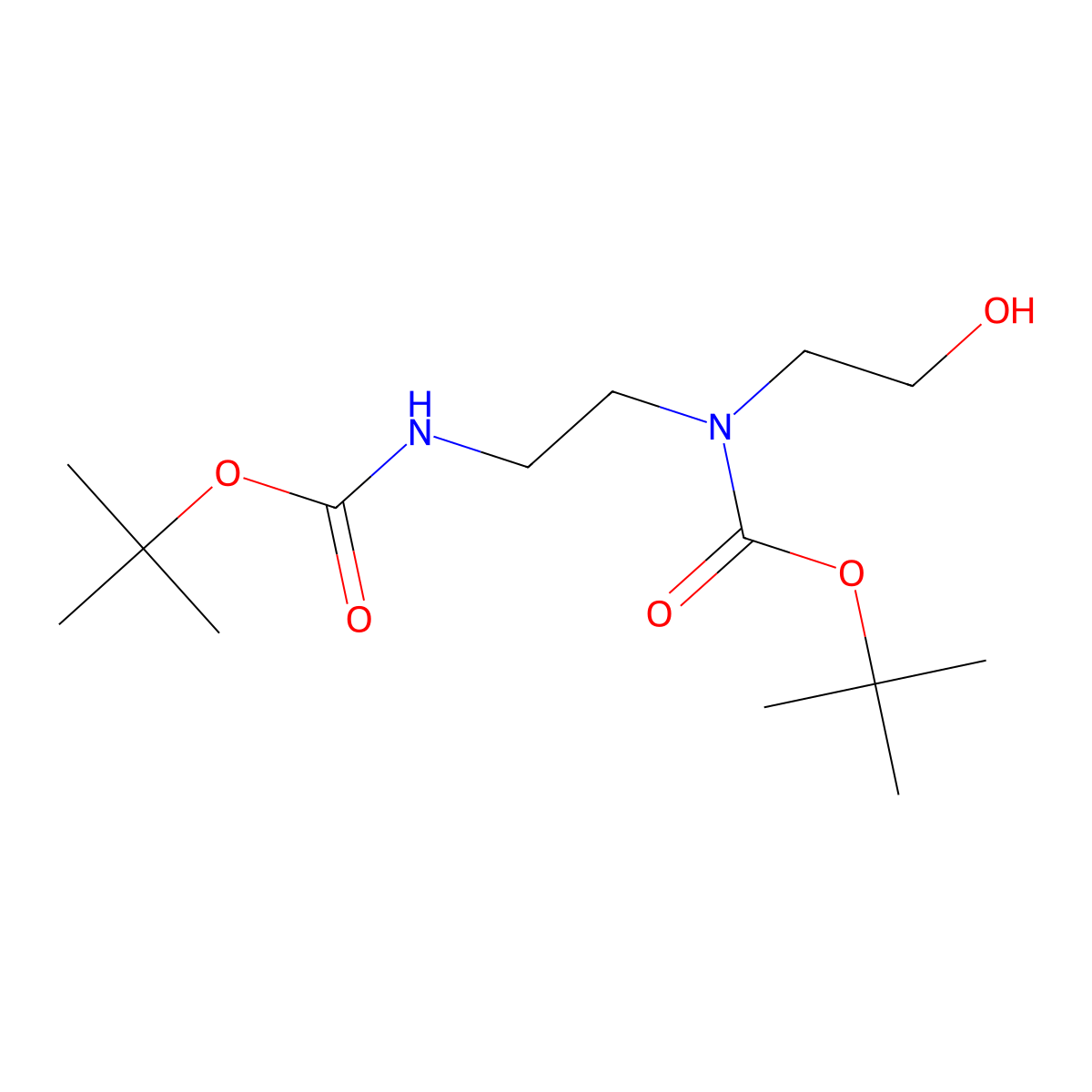 tert-Butyl (2-((tert-butoxycarbonyl)amino)ethyl)(2-hydroxyethyl)carbamate molecular structure, CAS 200283-08-5