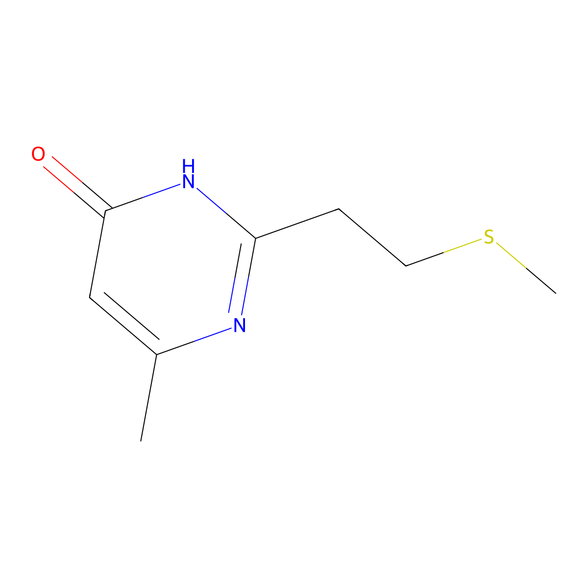 6-Methyl-2-[2-(methylsulfanyl)ethyl]pyrimidin-4-ol molecular structure, CAS 2002838-25-5