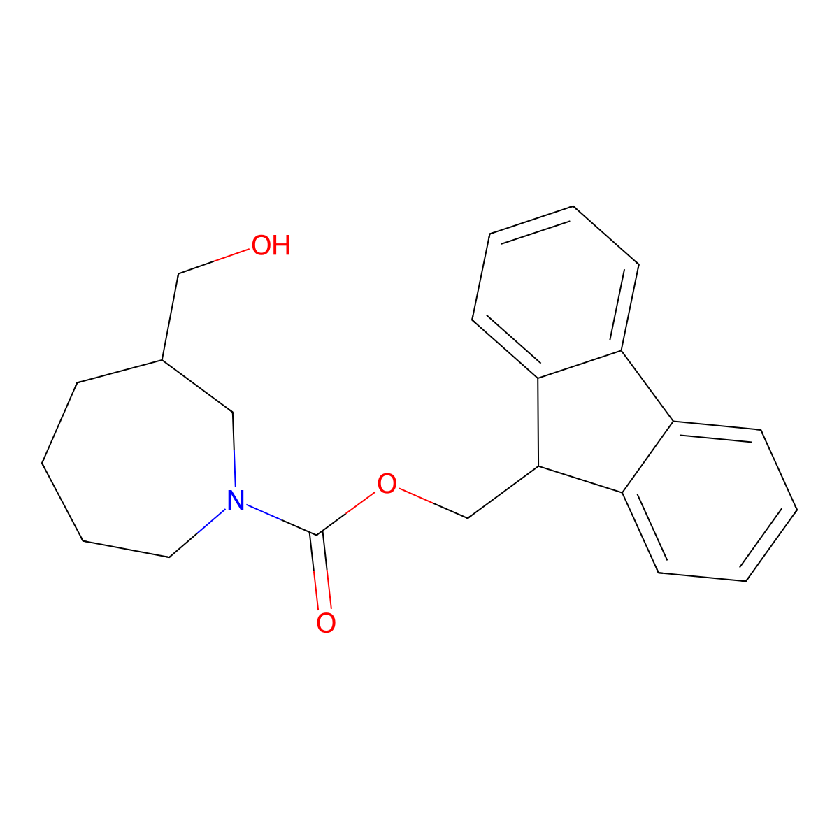 (9H-fluoren-9-yl)methyl 3-(hydroxymethyl)azepane-1-carboxylate molecular structure, CAS 2002867-41-4