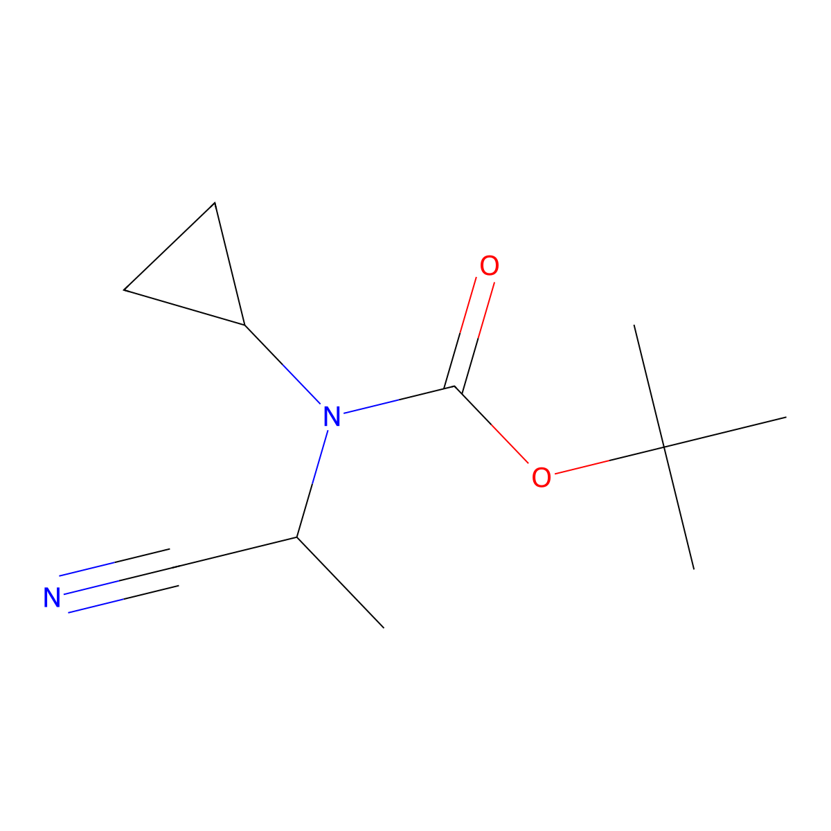 tert-butyl N-(1-cyanoethyl)-N-cyclopropylcarbamate molecular structure, CAS 2002869-78-3