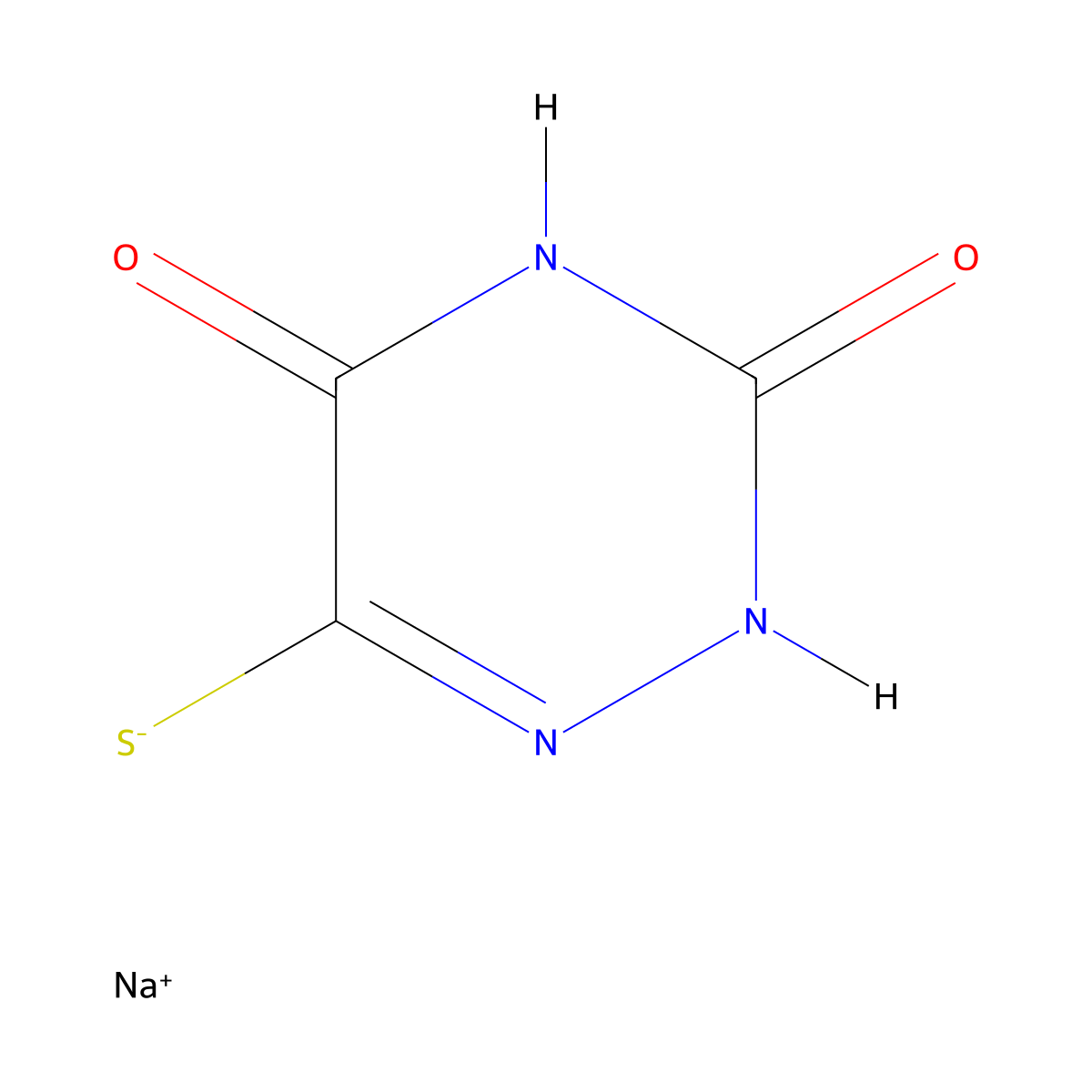 5-Mercapto-6-azauracil sodium salt molecular structure, CAS 20029-35-0