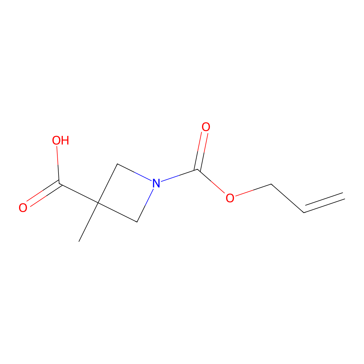 3-Methyl-1-[(prop-2-en-1-yloxy)carbonyl]azetidine-3-carboxylic acid molecular structure, CAS 2002928-87-0
