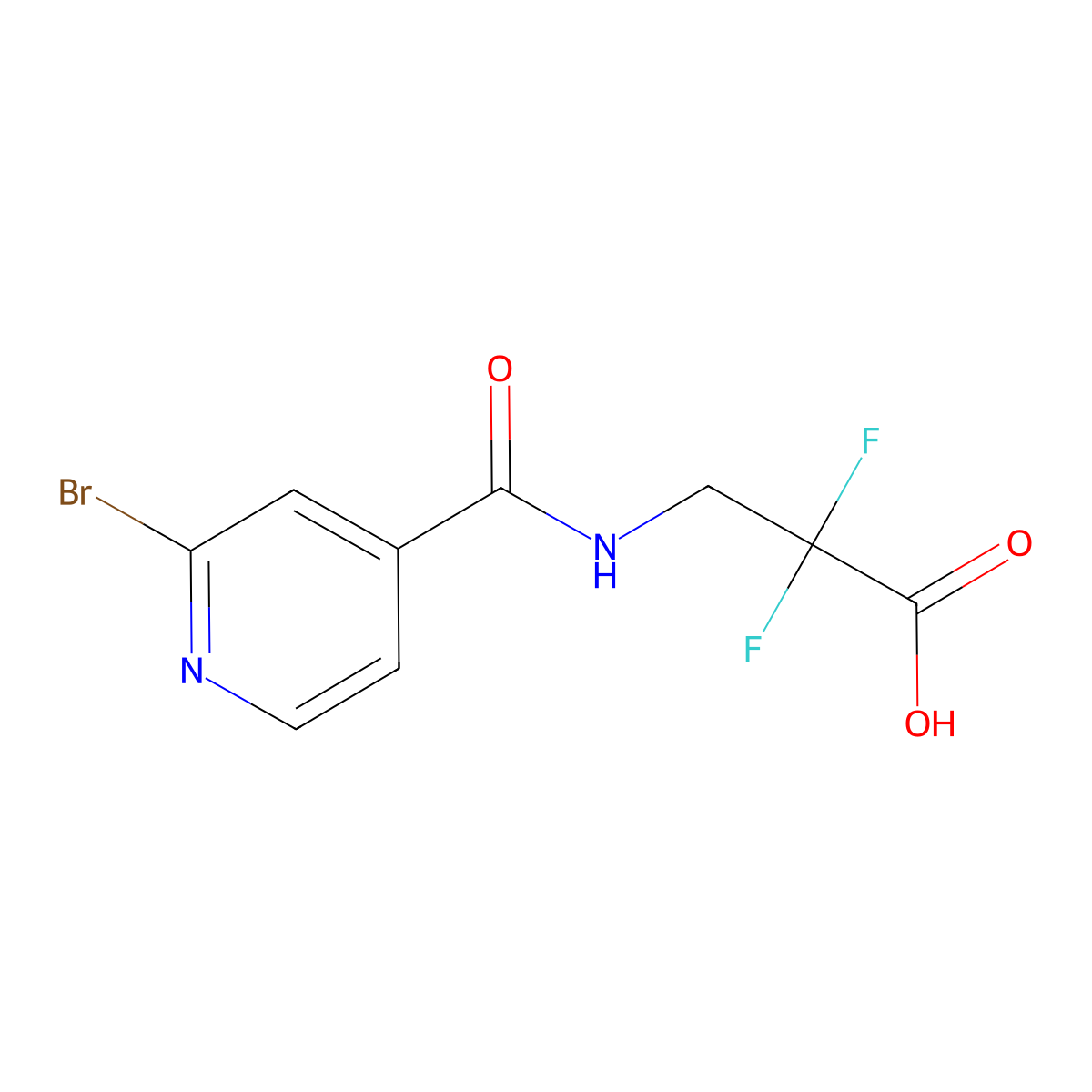 3-[(2-Bromopyridin-4-yl)formamido]-2,2-difluoropropanoic acid molecular structure, CAS 2002939-83-3