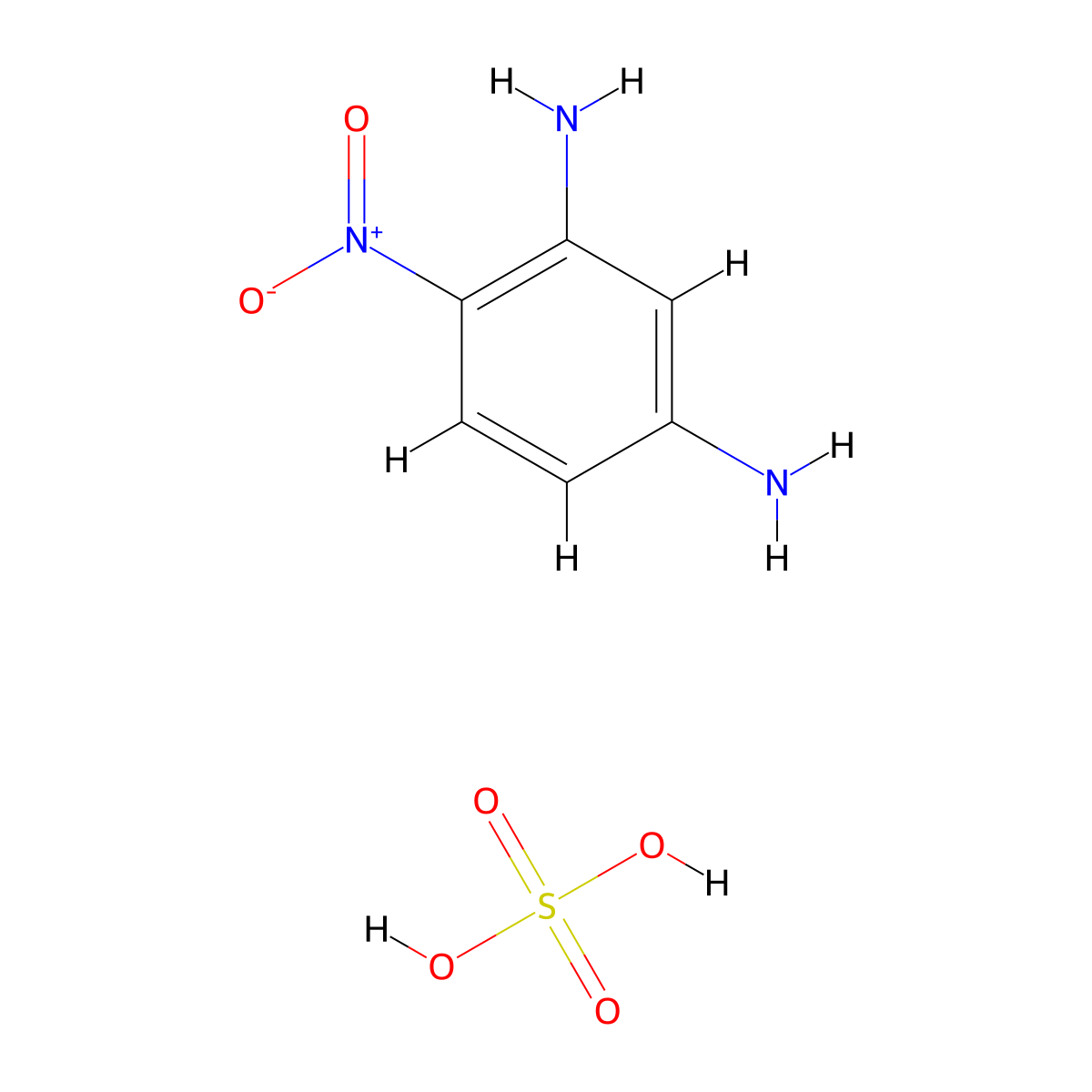 4-Nitro-m-phenylenediamine sulfate molecular structure, CAS 200295-57-4