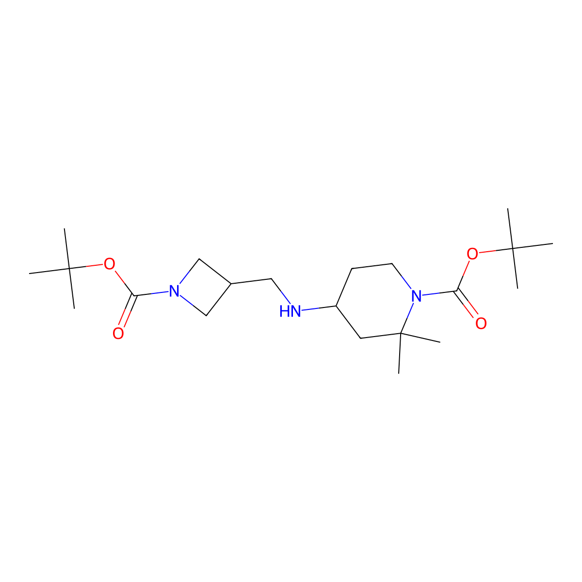 Tert-butyl 4-(((1-(tert-butoxycarbonyl)azetidin-3-YL)methyl)amino)-2,2-dimethylpiperidine-1-carboxylate molecular structure, CAS 2002977-92-4