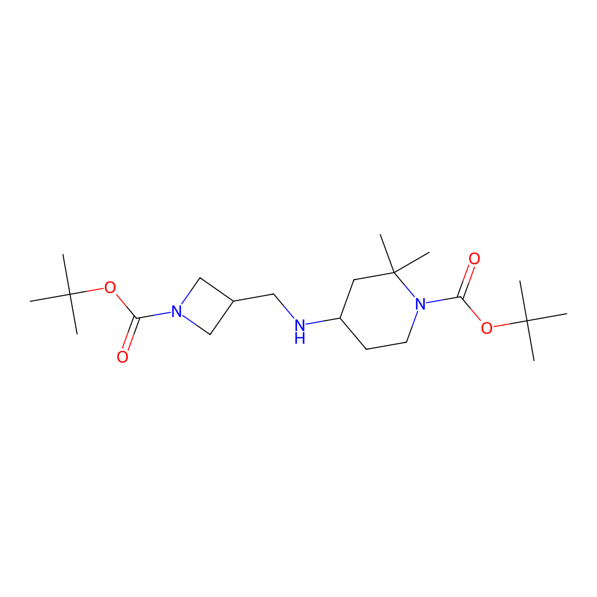 Tert-butyl 4-(((1-(tert-butoxycarbonyl)azetidin-3-YL)methyl)amino)-2,2-dimethylpiperidine-1-carboxylate molecular structure, CAS 2002977-92-4