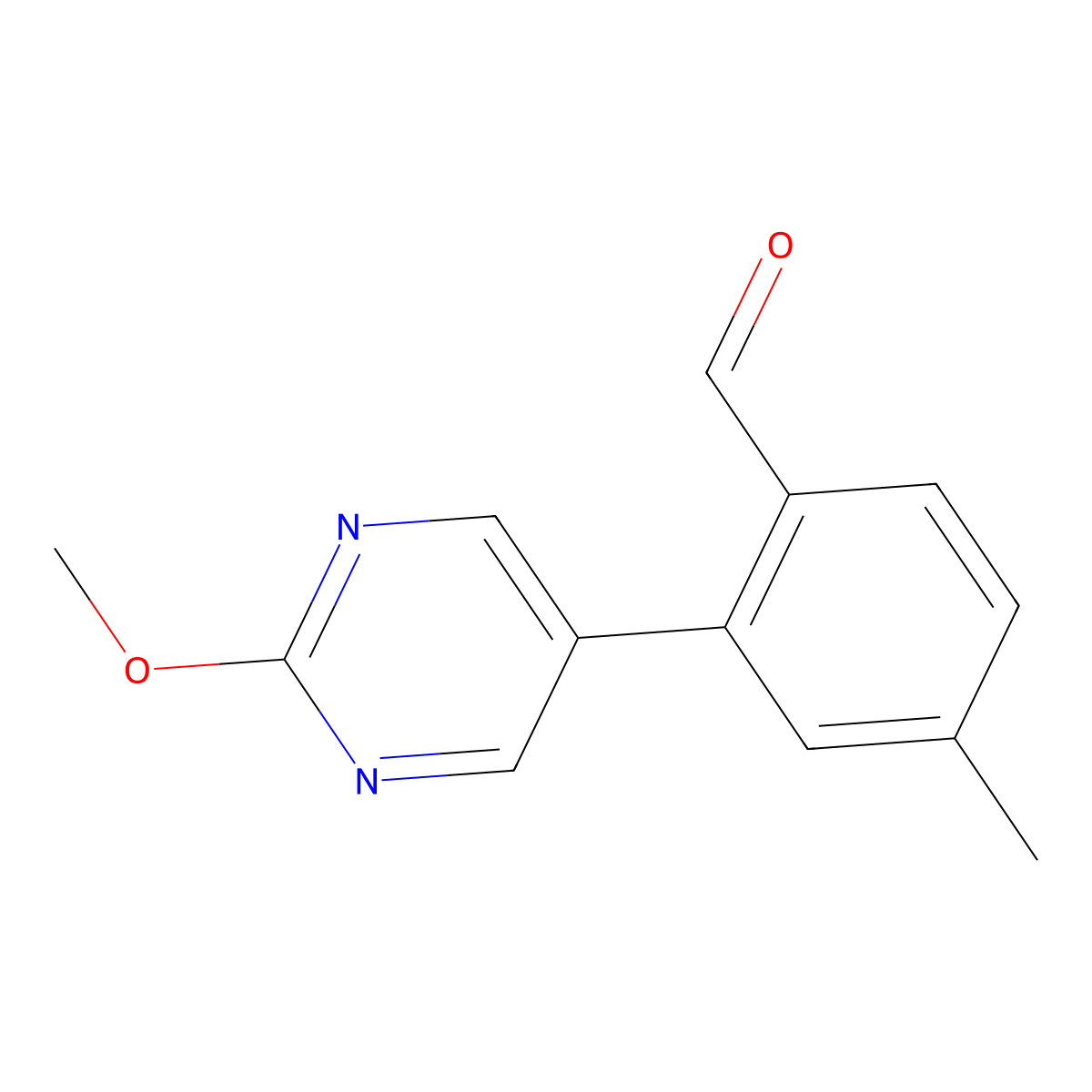 2-(2-Methoxypyrimidin-5-yl)-4-methylbenzaldehyde molecular structure, CAS 2002989-15-1