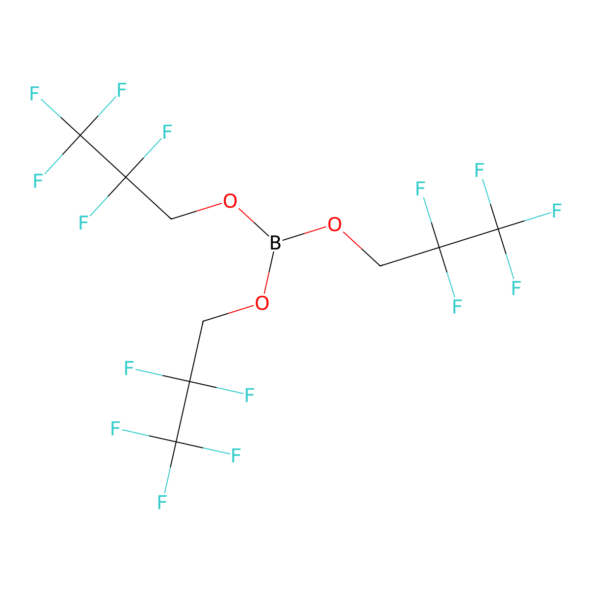 Tris(2,2,3,3,3-pentafluoropropyl)borate molecular structure, CAS 2003-04-5