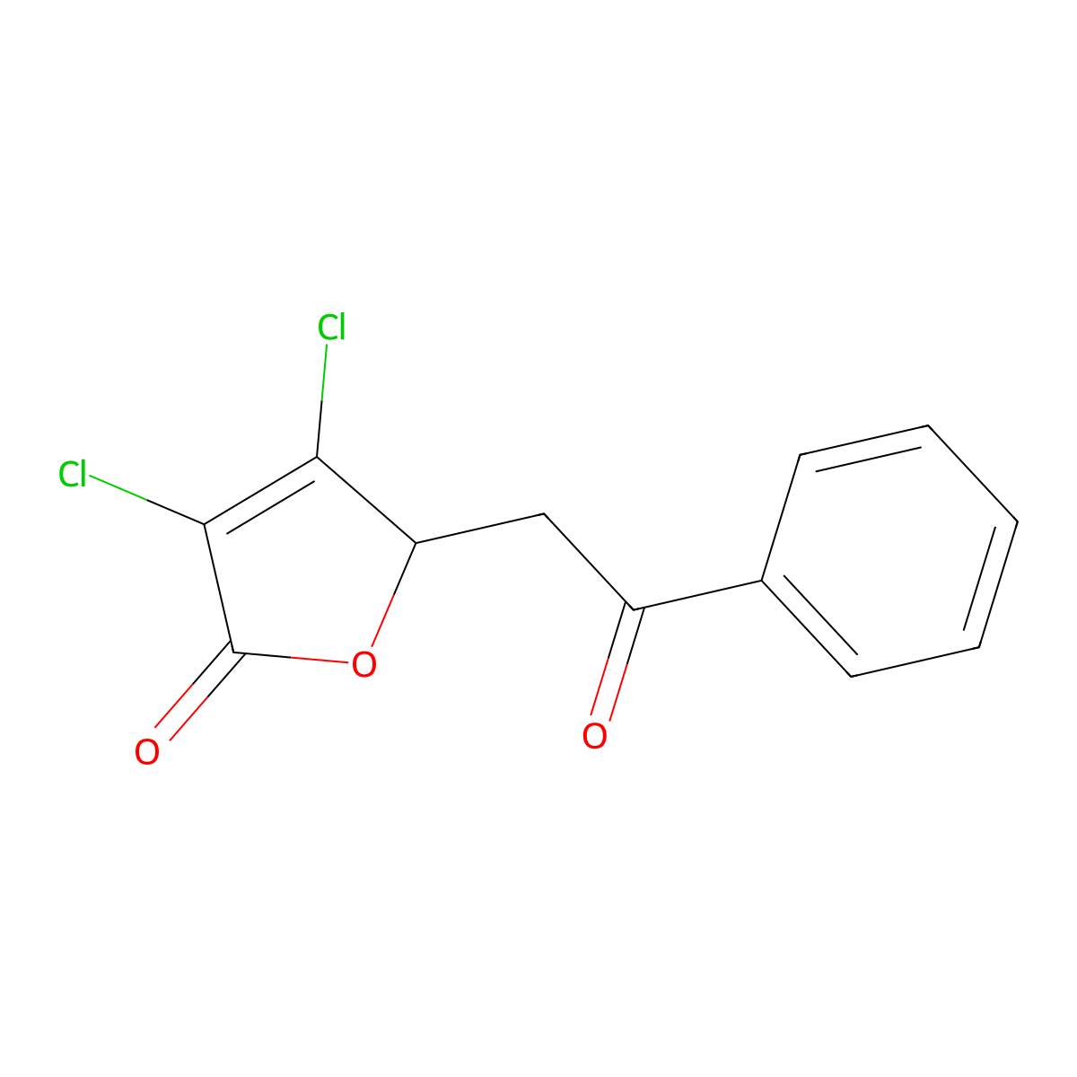 2(5H)-Furanone, 3,4-dichloro-5-(2-oxo-2-phenylethyl)- molecular structure, CAS 20030-09-5