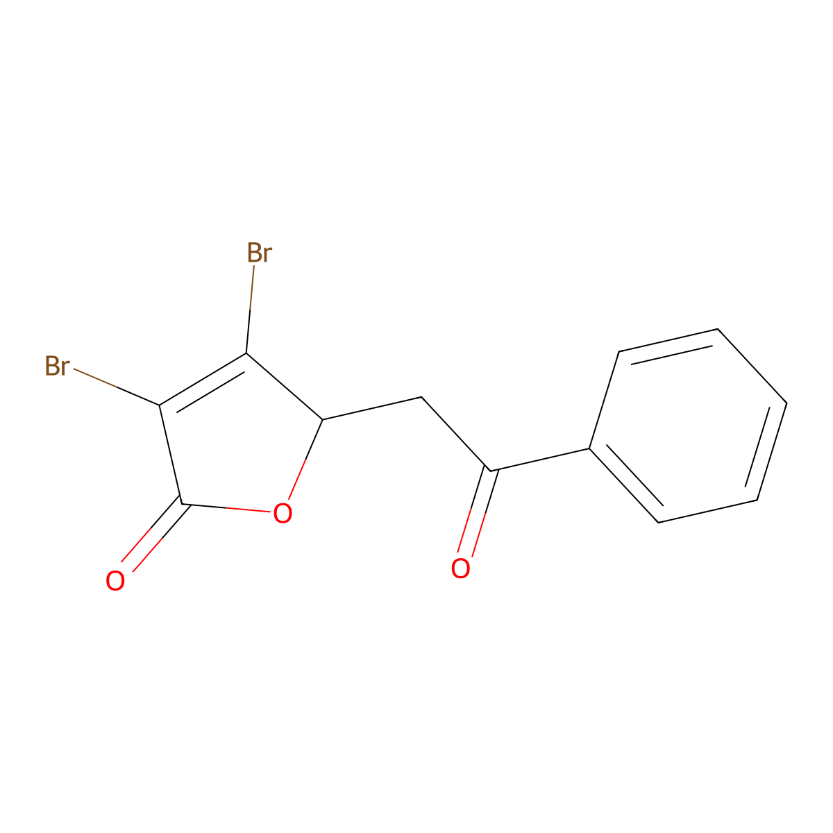 2(5H)-Furanone, 3,4-dibromo-5-(2-oxo-2-phenylethyl)- molecular structure, CAS 20030-12-0