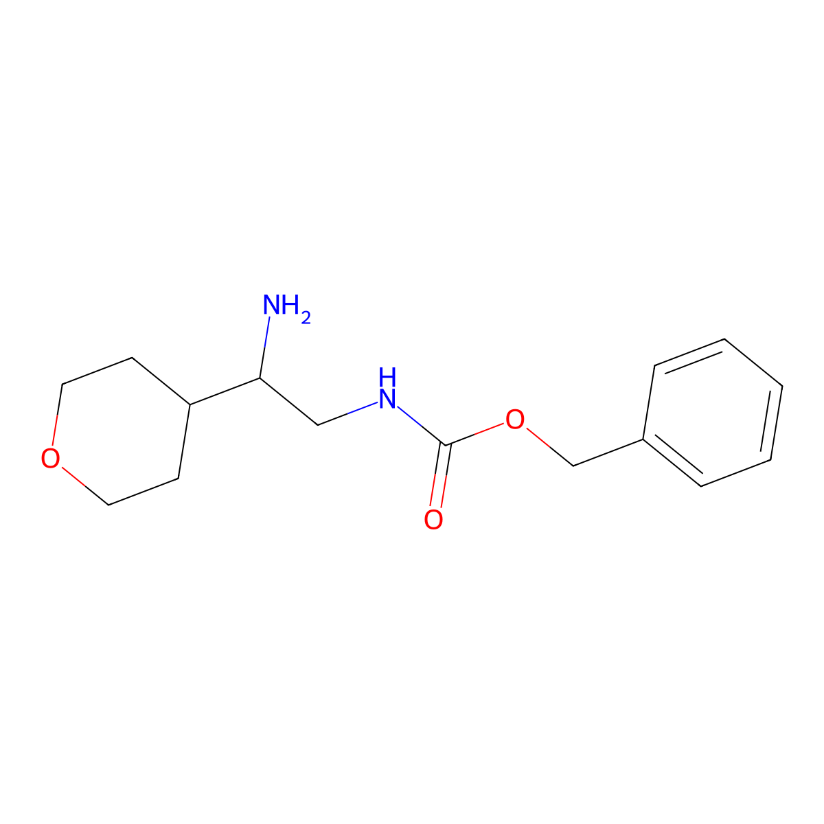 Benzyl (2-amino-2-(tetrahydro-2H-pyran-4-yl)ethyl)carbamate molecular structure, CAS 2003146-65-2