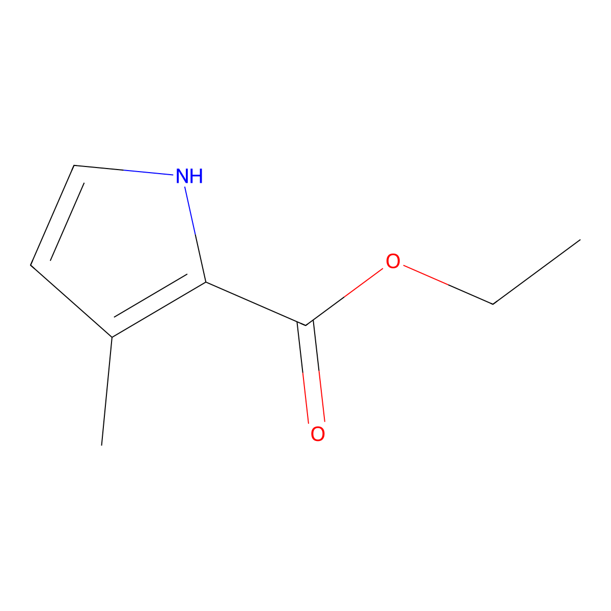 Ethyl 3-methyl-1H-pyrrole-2-carboxylate molecular structure, CAS 20032-32-0
