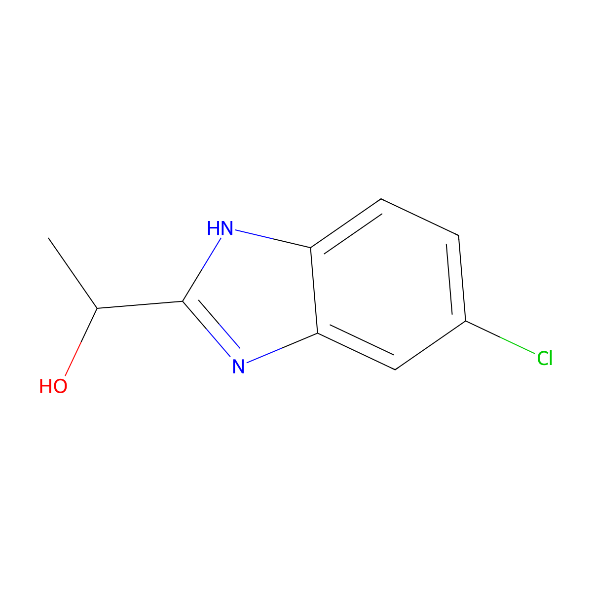 1-(5-chloro-1H-1,3-benzodiazol-2-yl)ethan-1-ol molecular structure, CAS 20033-96-9