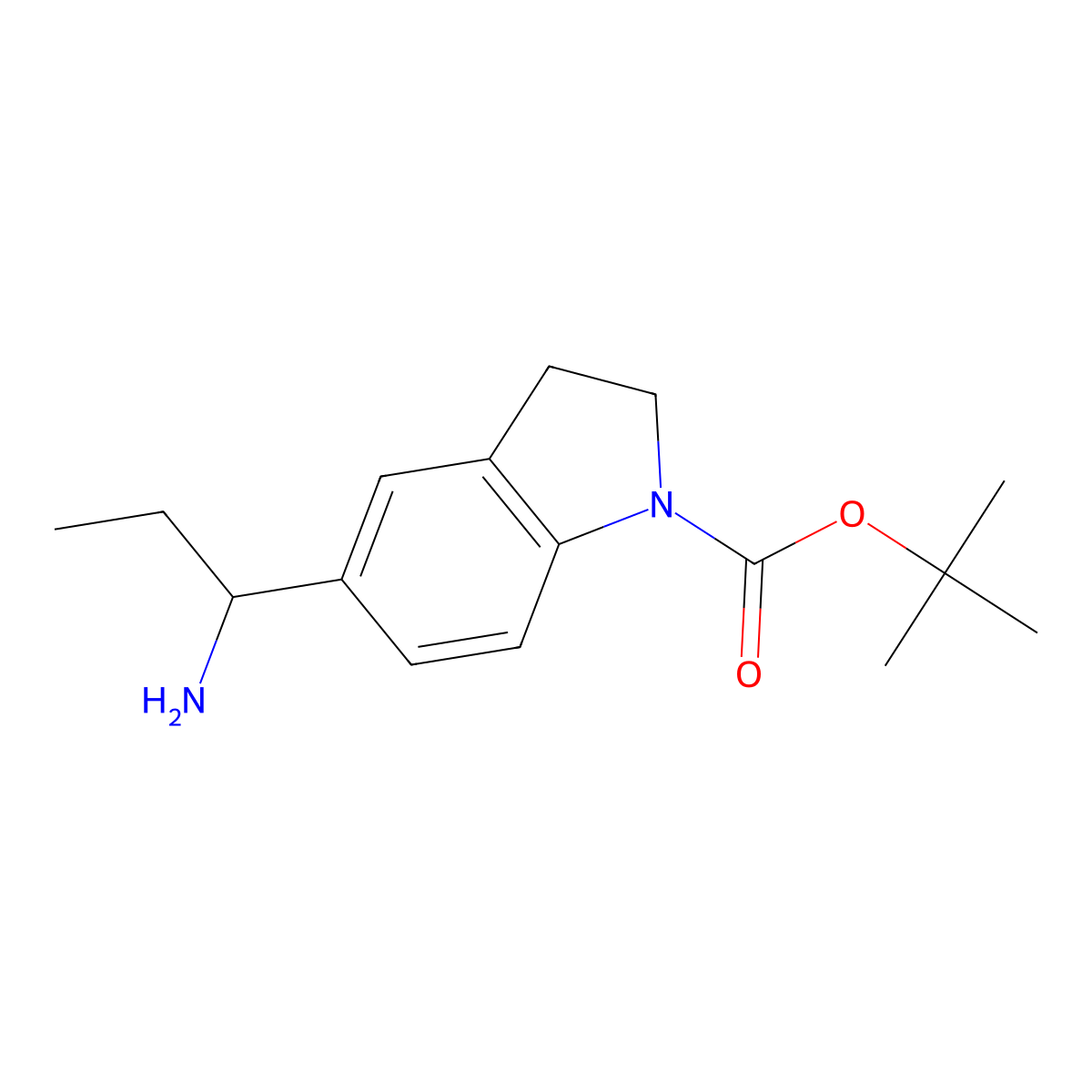 Tert-butyl 5-(1-aminopropyl)indoline-1-carboxylate molecular structure, CAS 2003347-78-0
